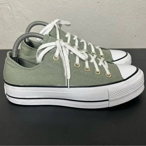 Converse Chuck Taylor’s platform, Olive colored women’s shoes size 8 - Picture 2 of 6
